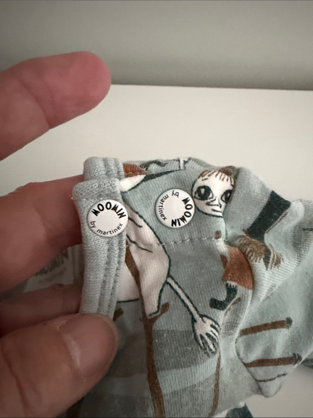 Moomin Long-Sleeve Baby Bodysuit in Sage Green Print Size 3-6M/62 cm - Picture 6 of 6
